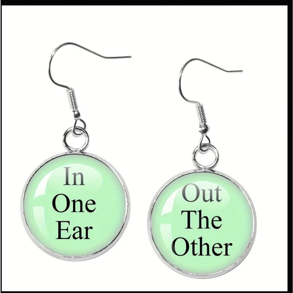 Bubble Style Fun Green and Silver Drop Earrings